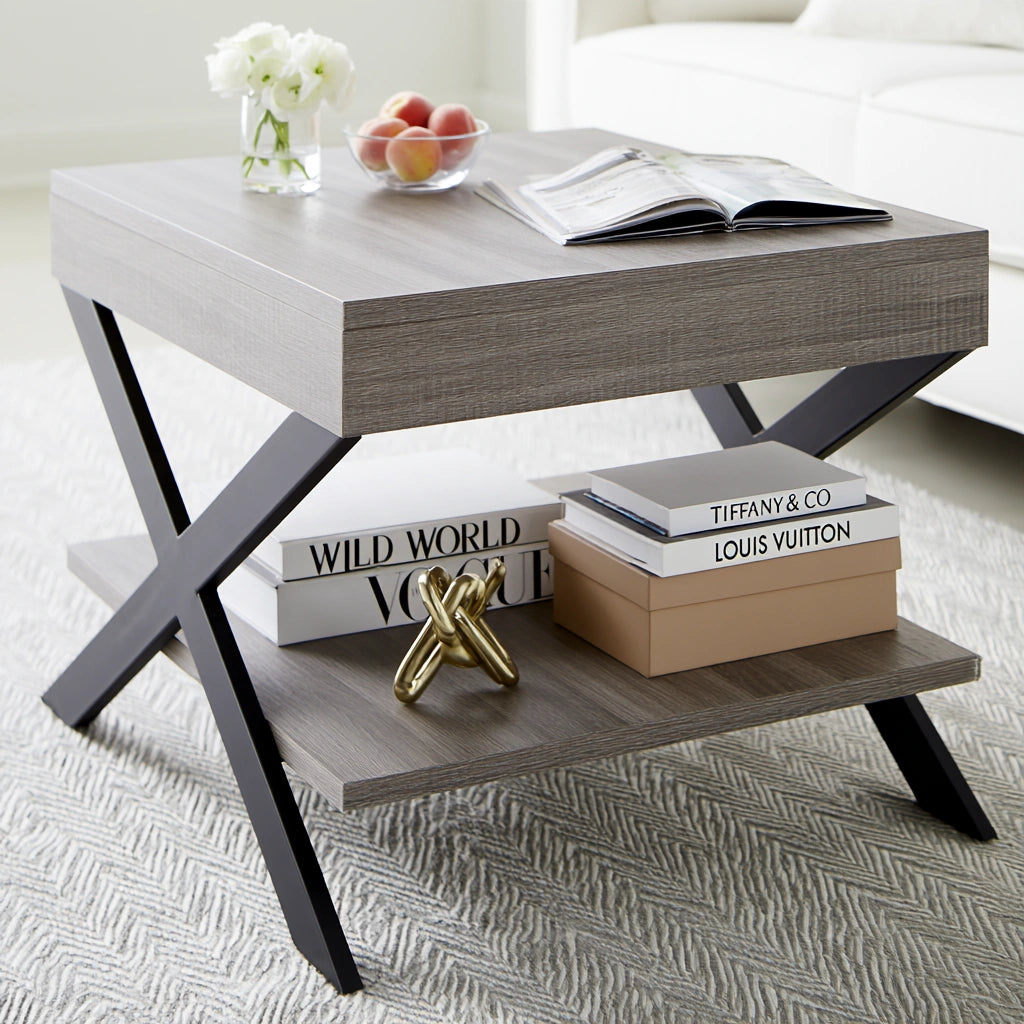 Salontafel van hout, kleur grijs